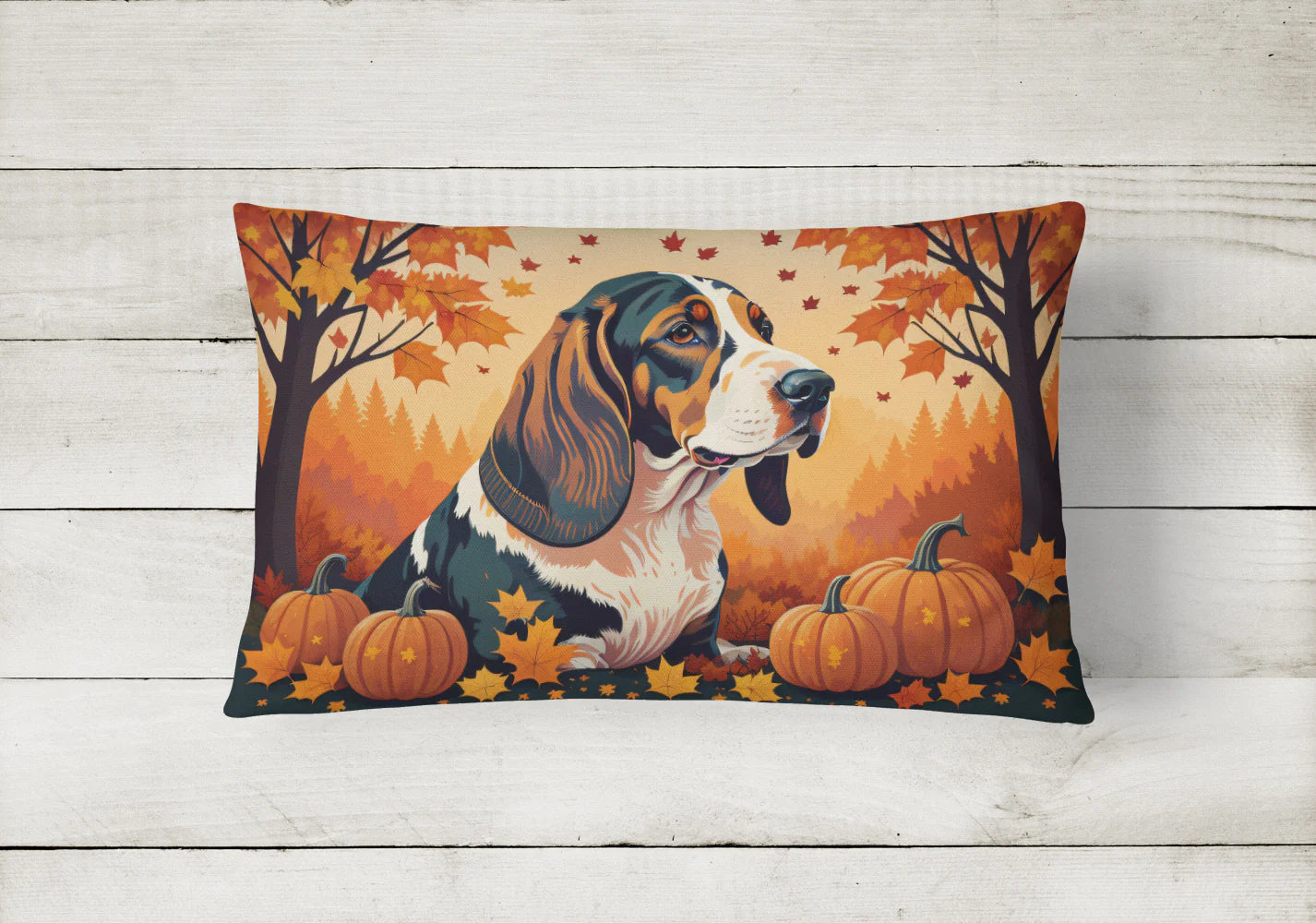 Basset Hound Fall Throw Pillow