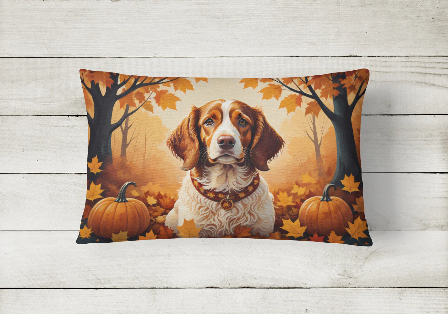 Brittany Spaniel Fall Throw Pillow