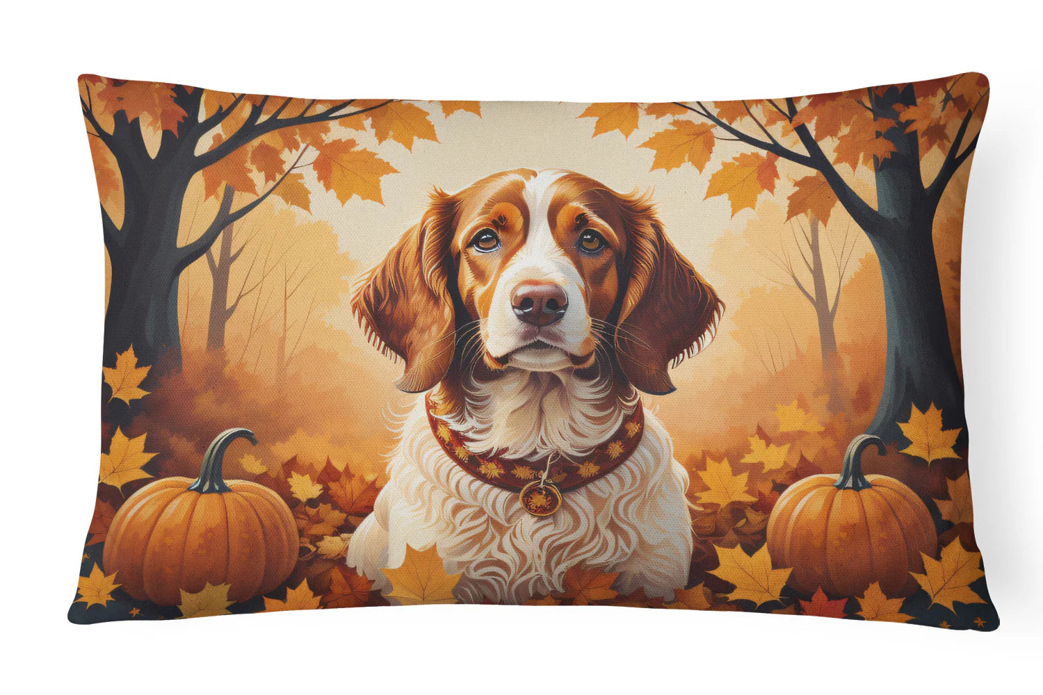 Brittany Spaniel Fall Throw Pillow