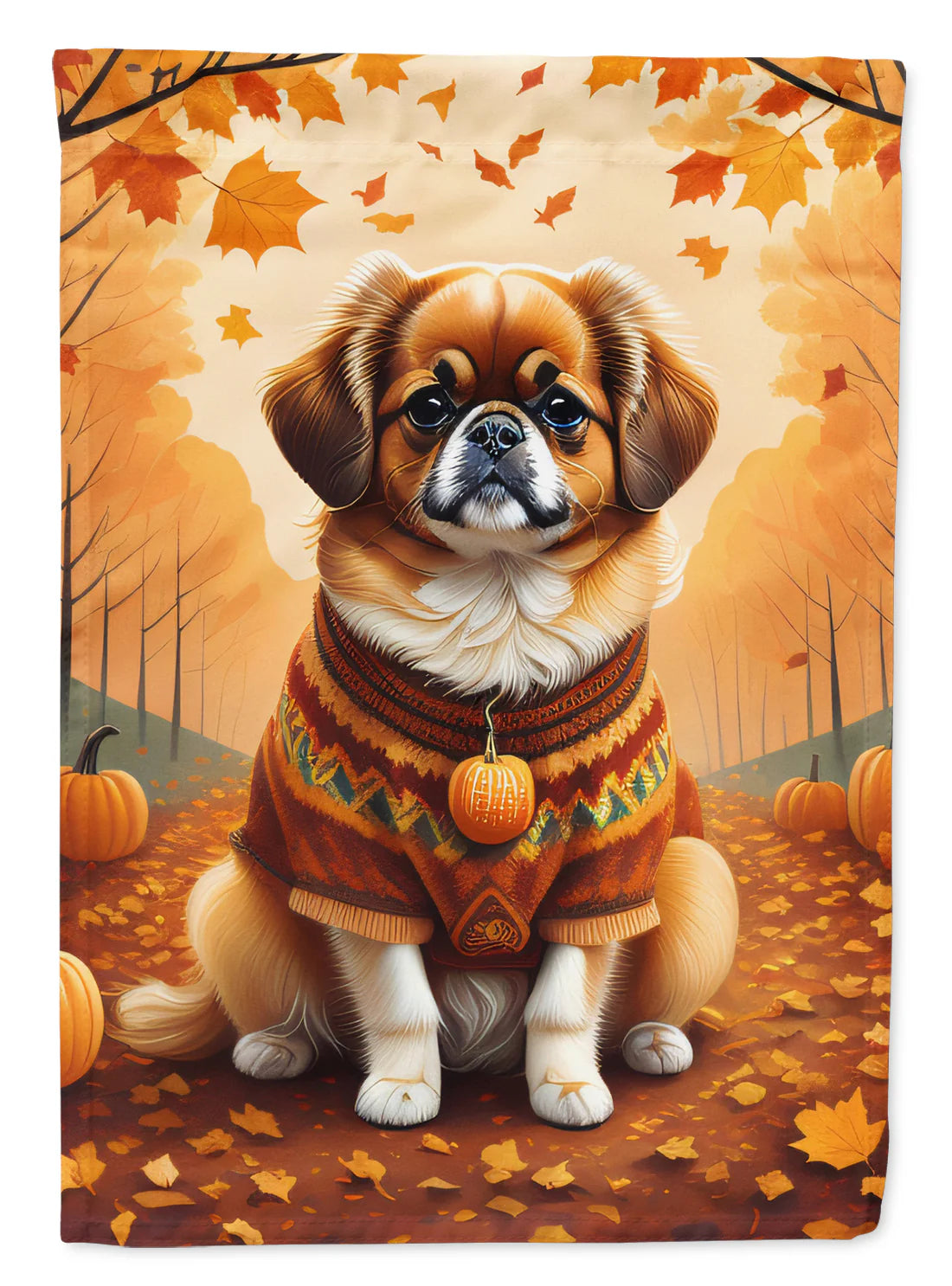 Tibetan Spaniel Fall House Flag